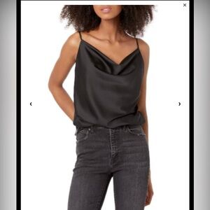 The Drop Women's Christy Cowl Neck Cami Silky Stretch Top Shirt, -Black, NWT